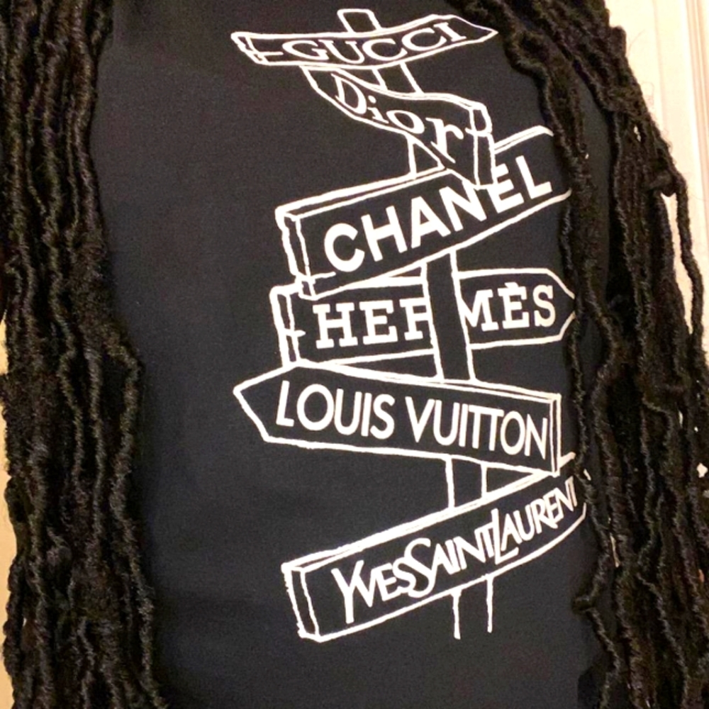 Heat print vintage brand names t-shirt-black